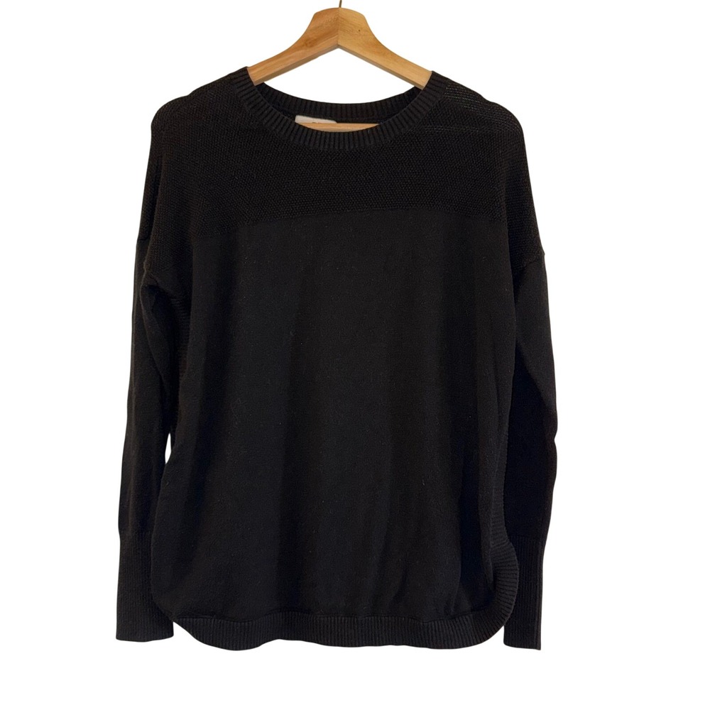 Vineyard Vines Sweater Womens Small Black Excellent Mixed Knit Cotton Silk Blend